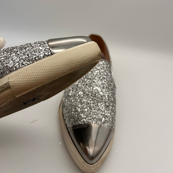 MIU MIU Glitter Slip-On Sneakers Steel Toe Pointed Size 35 Look At Photos - Picture 15 of 16